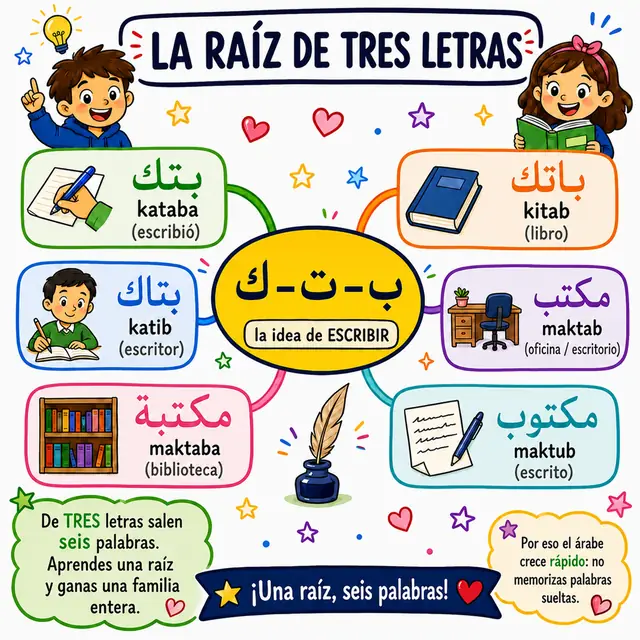 Mapa mental: una raíz de tres letras, muchas palabras